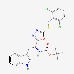 molecular formula C24H24Cl2N4O3S B7781481 tert-butyl N-[(1S)-1-[5-[(2,6-dichlorophenyl)methylsulfanyl]-1,3,4-oxadiazol-2-yl]-2-(1H-indol-3-yl)ethyl]carbamate 