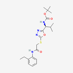 molecular formula C21H30N4O4S B7781482 tert-butyl N-[(1S)-1-[5-[2-(2-ethylanilino)-2-oxoethyl]sulfanyl-1,3,4-oxadiazol-2-yl]-2-methylpropyl]carbamate 