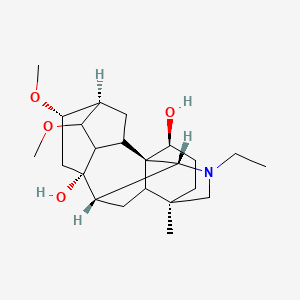 molecular formula C23H37NO4 B7781684 (3R,6S,6aS,8S,9R,10S,11aS,12S)-1-ethyl-8,10-dimethoxy-3-methyltetradecahydro-1H-3,6a,12-(epiethane[1,1,2]triyl)-7,9-methanonaphtho[2,3-b]azocine-6,11a-diol 