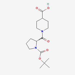 molecular formula C16H26N2O5 B7781699 (R)-1-(1-(tert-butoxycarbonyl)pyrrolidine-2-carbonyl)piperidine-4-carboxylic acid CAS No. 955962-98-8