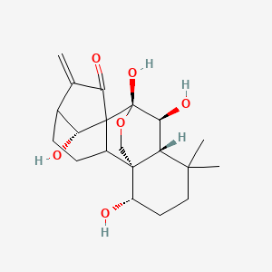 molecular formula C20H28O6 B7781735 (1S,2S,9R,10S,11R,15S,18R)-9,10,15,18-tetrahydroxy-12,12-dimethyl-6-methylidene-17-oxapentacyclo[7.6.2.15,8.01,11.02,8]octadecan-7-one 