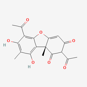 molecular formula C18H16O7 B7781807 (9bR)-2,6-diacetyl-7,9-dihydroxy-8,9b-dimethyldibenzo[b,d]furan-1,3(2H,9bH)-dione 