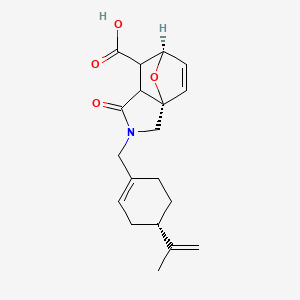 molecular formula C19H23NO4 B7781819 (1S,7R)-4-oxo-3-[[(4S)-4-prop-1-en-2-ylcyclohexen-1-yl]methyl]-10-oxa-3-azatricyclo[5.2.1.01,5]dec-8-ene-6-carboxylic acid 