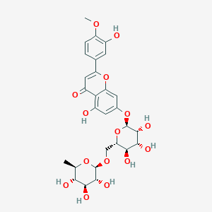 molecular formula C28H32O15 B7781889 5-hydroxy-2-(3-hydroxy-4-methoxyphenyl)-7-(((2S,3R,4R,5R,6S)-3,4,5-trihydroxy-6-((((2R,3R,4S,5S,6R)-3,4,5-trihydroxy-6-methyltetrahydro-2H-pyran-2-yl)oxy)methyl)tetrahydro-2H-pyran-2-yl)oxy)-4H-chromen-4-one 
