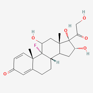 molecular formula C21H27FO6 B7781978 (8S,9R,10S,13S,16R,17S)-9-fluoro-11,16,17-trihydroxy-17-(2-hydroxyacetyl)-10,13-dimethyl-6,7,8,11,12,14,15,16-octahydrocyclopenta[a]phenanthren-3-one 