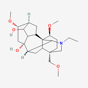 molecular formula C24H39NO5 B7782063 (3S,6S,6aS,8S,9S,10S,11aS,12S)-1-ethyl-6,10-dimethoxy-3-(methoxymethyl)tetradecahydro-1H-3,6a,12-(epiethane[1,1,2]triyl)-7,9-methanonaphtho[2,3-b]azocine-8,11a-diol 