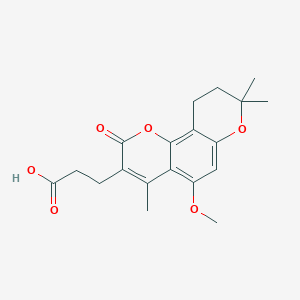 molecular formula C19H22O6 B7782154 3-(5-methoxy-4,8,8-trimethyl-2-oxo-9,10-dihydro-2H,8H-pyrano[2,3-f]chromen-3-yl)propanoic acid 