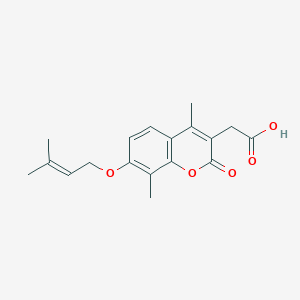 molecular formula C18H20O5 B7782160 2-{4,8-dimethyl-7-[(3-methylbut-2-en-1-yl)oxy]-2-oxo-2H-chromen-3-yl}acetic acid 