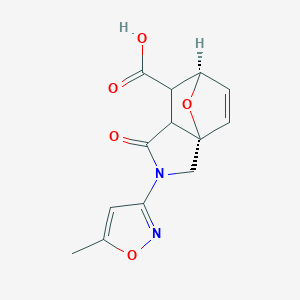 molecular formula C13H12N2O5 B7782375 (1S,7R)-3-(5-methyl-1,2-oxazol-3-yl)-4-oxo-10-oxa-3-azatricyclo[5.2.1.01,5]dec-8-ene-6-carboxylic acid 