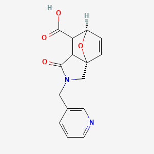 molecular formula C15H14N2O4 B7782381 (1S,7R)-4-oxo-3-(pyridin-3-ylmethyl)-10-oxa-3-azatricyclo[5.2.1.01,5]dec-8-ene-6-carboxylic acid 