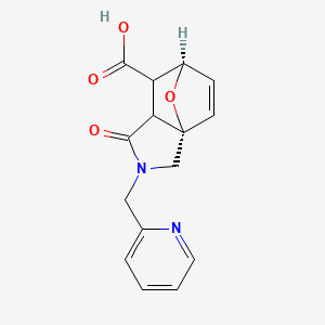 molecular formula C15H14N2O4 B7782382 (1S,7R)-4-oxo-3-(pyridin-2-ylmethyl)-10-oxa-3-azatricyclo[5.2.1.01,5]dec-8-ene-6-carboxylic acid 