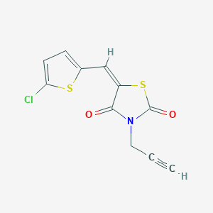 molecular formula C11H6ClNO2S2 B7782475 (E)-5-((5-chlorothiophen-2-yl)methylene)-3-(prop-2-yn-1-yl)thiazolidine-2,4-dione 