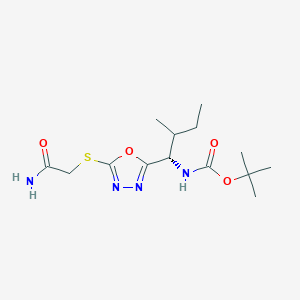 molecular formula C14H24N4O4S B7782536 tert-butyl ((1S,2R)-1-(5-((2-amino-2-oxoethyl)thio)-1,3,4-oxadiazol-2-yl)-2-methylbutyl)carbamate 