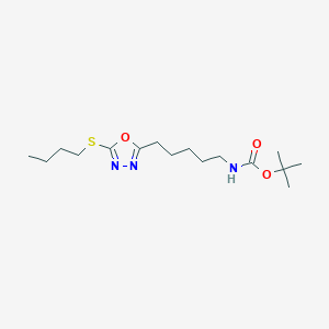 molecular formula C16H29N3O3S B7782542 Tert-butyl {5-[5-(butylsulfanyl)-1,3,4-oxadiazol-2-yl]pentyl}carbamate 