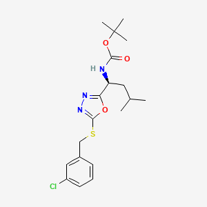 molecular formula C19H26ClN3O3S B7782547 tert-butyl [(1S)-1-{5-[(3-chlorobenzyl)sulfanyl]-1,3,4-oxadiazol-2-yl}-3-methylbutyl]carbamate 