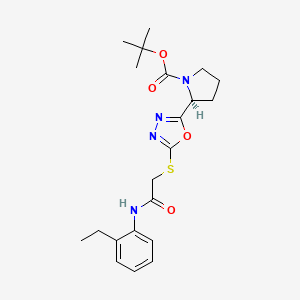 molecular formula C21H28N4O4S B7782549 tert-butyl (2S)-2-[5-[2-(2-ethylanilino)-2-oxoethyl]sulfanyl-1,3,4-oxadiazol-2-yl]pyrrolidine-1-carboxylate 
