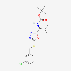 molecular formula C18H24ClN3O3S B7782561 tert-butyl N-[(1S)-1-[5-[(3-chlorophenyl)methylsulfanyl]-1,3,4-oxadiazol-2-yl]-2-methylpropyl]carbamate 