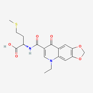 molecular formula C18H20N2O6S B7782579 (S)-2-(5-ethyl-8-oxo-5,8-dihydro-[1,3]dioxolo[4,5-g]quinoline-7-carboxamido)-4-(methylthio)butanoic acid 