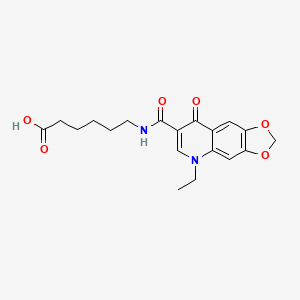 Hexanoic acid, 6-(((5-ethyl-5,8-dihydro-8-oxo-1,3-dioxolo(4,5-g)quinolin-7-yl)carbonyl)amino)-