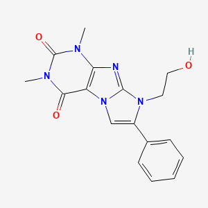 molecular formula C17H17N5O3 B7782650 8-(2-hydroxyethyl)-1,3-dimethyl-7-phenyl-1H-imidazo[2,1-f]purine-2,4(3H,8H)-dione 