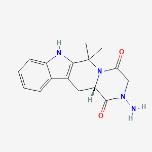 molecular formula C16H18N4O2 B7782684 (8S)-6-amino-2,2-dimethyl-3,6,17-triazatetracyclo[8.7.0.03,8.011,16]heptadeca-1(10),11,13,15-tetraene-4,7-dione 