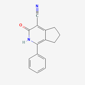molecular formula C15H12N2O B7782703 3-oxo-1-phenyl-3,5,6,7-tetrahydro-2H-cyclopenta[c]pyridine-4-carbonitrile 