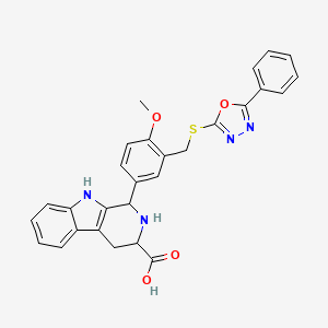 molecular formula C28H24N4O4S B7782774 1-(4-methoxy-3-{[(5-phenyl-1,3,4-oxadiazol-2-yl)sulfanyl]methyl}phenyl)-2,3,4,9-tetrahydro-1H-beta-carboline-3-carboxylic acid 