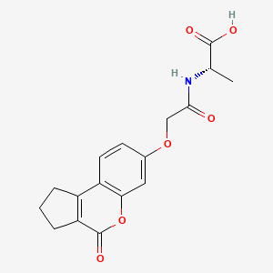 molecular formula C17H17NO6 B7782787 N-{[(4-oxo-1,2,3,4-tetrahydrocyclopenta[c]chromen-7-yl)oxy]acetyl}-L-alanine 