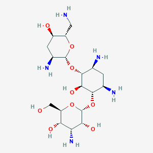 molecular formula C18H37N5O9 B7782803 (2S,3R,4R,5S,6R)-4-amino-2-[(1S,2S,3R,4S,6R)-4,6-diamino-3-[(2R,3S,5R,6S)-3-amino-6-(aminomethyl)-5-hydroxyoxan-2-yl]oxy-2-hydroxycyclohexyl]oxy-6-(hydroxymethyl)oxane-3,5-diol 
