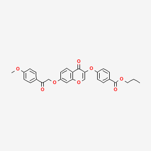 molecular formula C28H24O8 B7782845 propyl 4-({7-[2-(4-methoxyphenyl)-2-oxoethoxy]-4-oxo-4H-chromen-3-yl}oxy)benzoate 