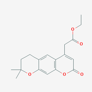 molecular formula C18H20O5 B7782884 ethyl (8,8-dimethyl-2-oxo-7,8-dihydro-2H,6H-pyrano[3,2-g]chromen-4-yl)acetate 