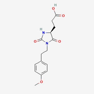molecular formula C15H18N2O5 B7782956 (S)-3-(1-(4-methoxyphenethyl)-2,5-dioxoimidazolidin-4-yl)propanoic acid 