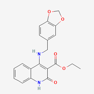 molecular formula C20H18N2O5 B7783090 ethyl 4-(1,3-benzodioxol-5-ylmethylamino)-2-oxo-1H-quinoline-3-carboxylate 