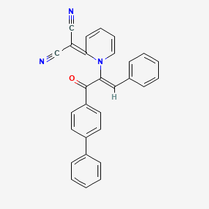 {1-[(1Z)-3-(biphenyl-4-yl)-3-oxo-1-phenylprop-1-en-2-yl]pyridin-2(1H)-ylidene}propanedinitrile