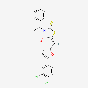 molecular formula C22H15Cl2NO2S2 B7783210 5-{[5-(3,4-Dichlorophenyl)furan-2-yl]methylidene}--3-(1-phenylethyl)-2-sulfanylidene-1,3-thiazolidin-4-one 