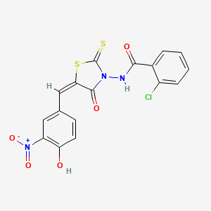 molecular formula C17H10ClN3O5S2 B7783292 2-chloro-N-[(5E)-5-(4-hydroxy-3-nitrobenzylidene)-4-oxo-2-thioxo-1,3-thiazolidin-3-yl]benzamide 