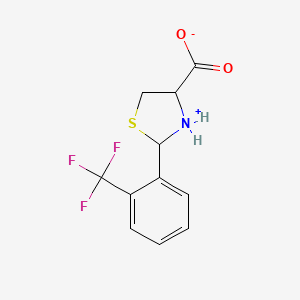 molecular formula C11H10F3NO2S B7783340 2-[2-(Trifluoromethyl)phenyl]-1,3-thiazolidin-3-ium-4-carboxylate 