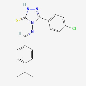 molecular formula C18H17ClN4S B7783358 (E)-5-(4-chlorophenyl)-4-((4-isopropylbenzylidene)amino)-4H-1,2,4-triazole-3-thiol 