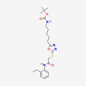 molecular formula C22H32N4O4S B7783407 Tert-butyl {5-[5-({2-[(2-ethylphenyl)amino]-2-oxoethyl}sulfanyl)-1,3,4-oxadiazol-2-yl]pentyl}carbamate 