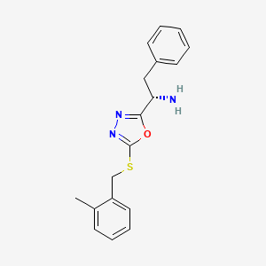 molecular formula C18H19N3OS B7783436 (1S)-1-(5-{[(2-methylphenyl)methyl]sulfanyl}-1,3,4-oxadiazol-2-yl)-2-phenylethan-1-amine 