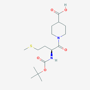 molecular formula C16H28N2O5S B7783460 1-[(2S)-2-[(2-methylpropan-2-yl)oxycarbonylamino]-4-methylsulfanylbutanoyl]piperidine-4-carboxylic acid 