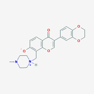 molecular formula C23H24N2O5 B7783478 3-(2,3-dihydro-1,4-benzodioxin-6-yl)-8-[(4-methylpiperazin-1-ium-1-yl)methyl]-4-oxo-4H-chromen-7-olate 