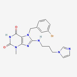 molecular formula C19H20BrN7O2 B7783485 7-[(3-Bromophenyl)methyl]-8-(3-imidazol-1-ylpropylamino)-3-methylpurine-2,6-dione CAS No. 476481-02-4
