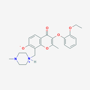molecular formula C24H28N2O5 B7783489 3-(2-ethoxyphenoxy)-2-methyl-8-[(4-methylpiperazin-1-ium-1-yl)methyl]-4-oxo-4H-chromen-7-olate 