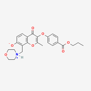 molecular formula C25H27NO7 B7783520 2-methyl-8-(morpholin-4-ium-4-ylmethyl)-4-oxo-3-[4-(propoxycarbonyl)phenoxy]-4H-chromen-7-olate 