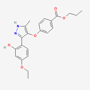 molecular formula C22H24N2O5 B7783528 propyl 4-{[3-(4-ethoxy-2-hydroxyphenyl)-5-methyl-1H-pyrazol-4-yl]oxy}benzoate 