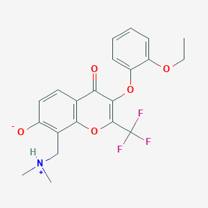 molecular formula C21H20F3NO5 B7783545 8-[(dimethylammonio)methyl]-3-(2-ethoxyphenoxy)-4-oxo-2-(trifluoromethyl)-4H-chromen-7-olate 