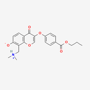 molecular formula C22H23NO6 B7783555 8-[(dimethylammonio)methyl]-4-oxo-3-[4-(propoxycarbonyl)phenoxy]-4H-chromen-7-olate 