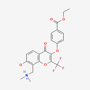 molecular formula C22H20F3NO6 B7783586 8-[(dimethylammonio)methyl]-3-[4-(ethoxycarbonyl)phenoxy]-4-oxo-2-(trifluoromethyl)-4H-chromen-7-olate 