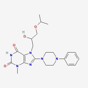 molecular formula C22H30N6O4 B7783600 6-hydroxy-7-[2-hydroxy-3-(propan-2-yloxy)propyl]-3-methyl-8-(4-phenylpiperazin-1-yl)-3,7-dihydro-2H-purin-2-one 